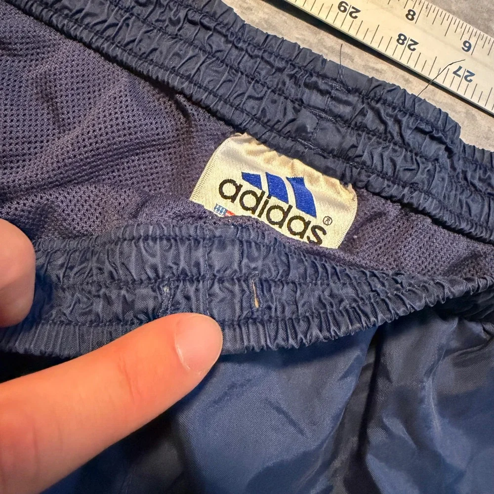 Vintage Adidas Mens Small Navy Blue Nylon Track Pants Mesh Lined Windbreaker S
